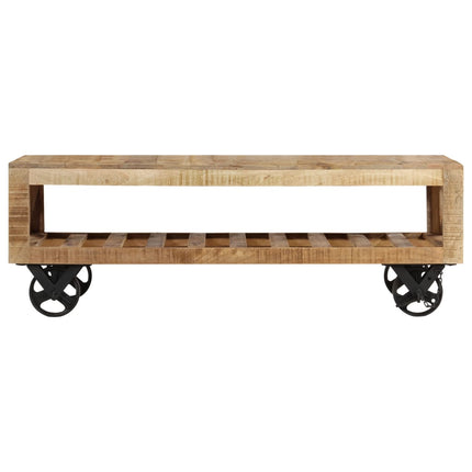 Table Basse Avec Roues Bois De Manguier Massif 110X50X37 Cm