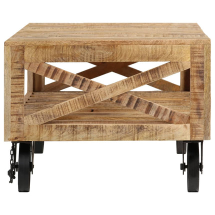 Table Basse Avec Roues Bois De Manguier Massif 110X50X37 Cm