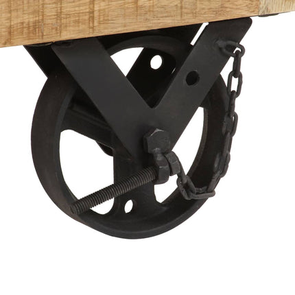 Table Basse Avec Roues Bois De Manguier Massif 110X50X37 Cm