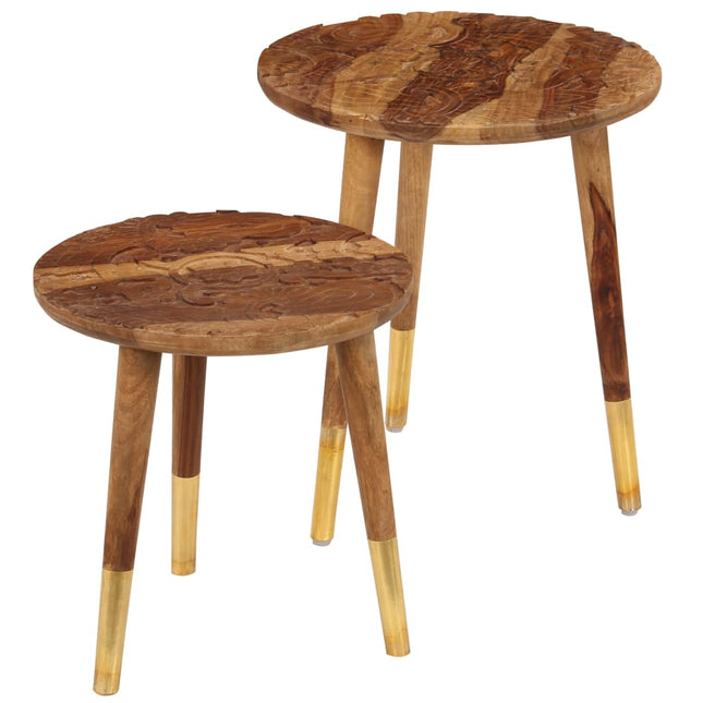 Tables Basses 2 Pcs Bois Massif