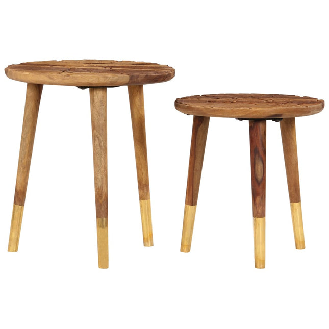 Tables Basses 2 Pcs Bois Massif