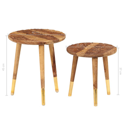 Tables Basses 2 Pcs Bois Massif