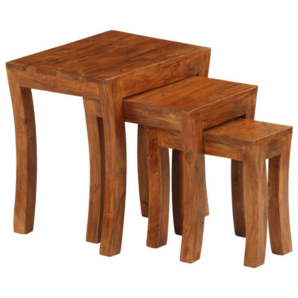 Table Gigogne 3 Pcs Bois Massif D'acacia 50X35X50 Cm Marron