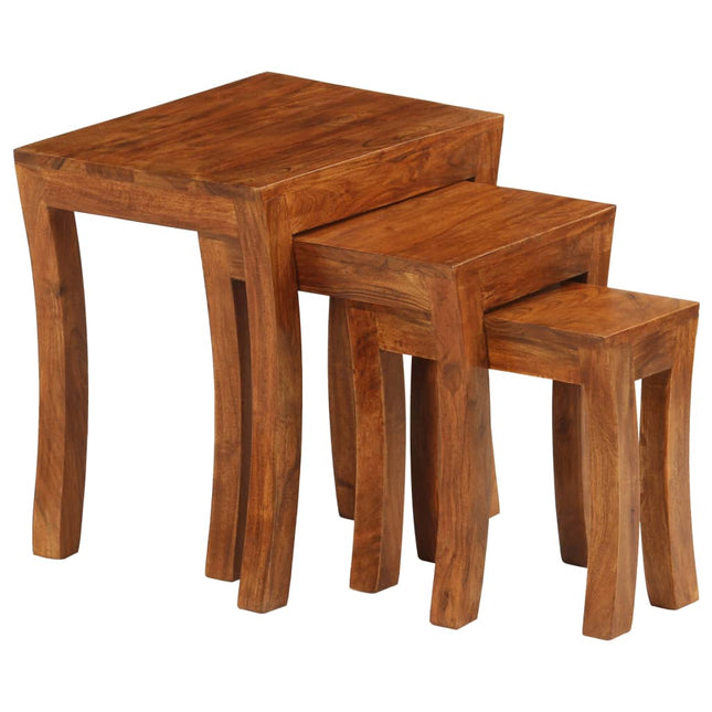 Table Gigogne 3 Pcs Bois Massif D'acacia 50X35X50 Cm Marron