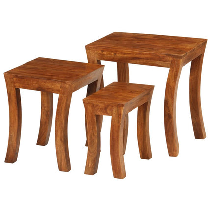 Table Gigogne 3 Pcs Bois Massif D'acacia 50X35X50 Cm Marron