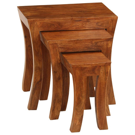 Table Gigogne 3 Pcs Bois Massif D'acacia 50X35X50 Cm Marron