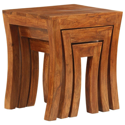 Table Gigogne 3 Pcs Bois Massif D'acacia 50X35X50 Cm Marron