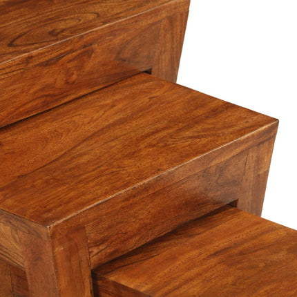 Table Gigogne 3 Pcs Bois Massif D'acacia 50X35X50 Cm Marron
