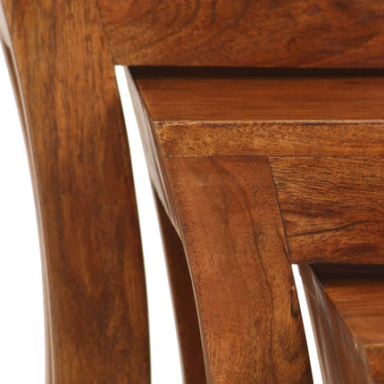 Table Gigogne 3 Pcs Bois Massif D'acacia 50X35X50 Cm Marron