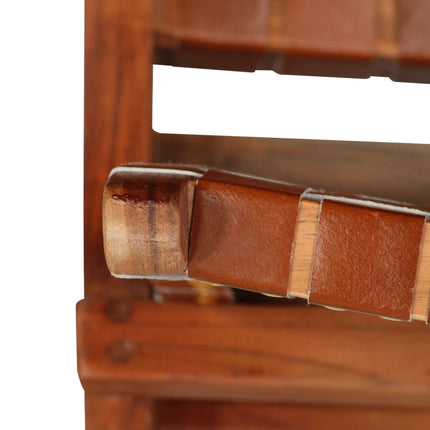 Chaise Pliable Bandes Croisées Cuir Véritable