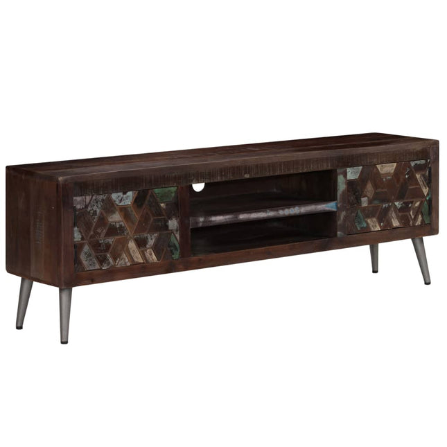 Meuble Tv Bois De Récupération Solide 140 X 30 X 45 Cm