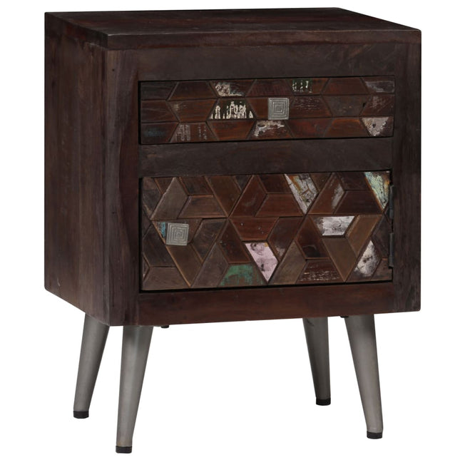 Table De Chevet Bois De Récupération Solide 40 X 30 X 50 Cm