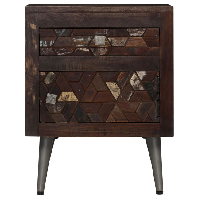 Table De Chevet Bois De Récupération Solide 40 X 30 X 50 Cm