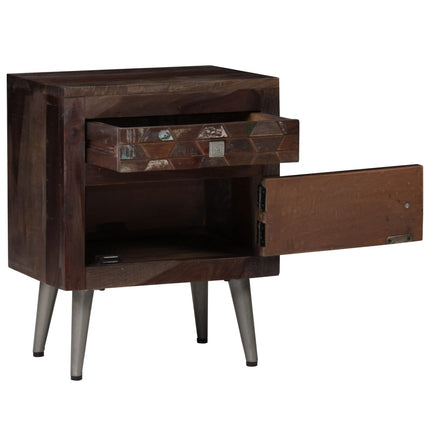 Table De Chevet Bois De Récupération Solide 40 X 30 X 50 Cm