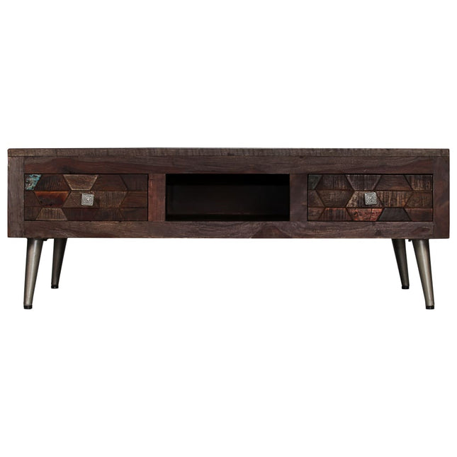 Table Basse Bois De Récupération Solide 100X60X35 Cm