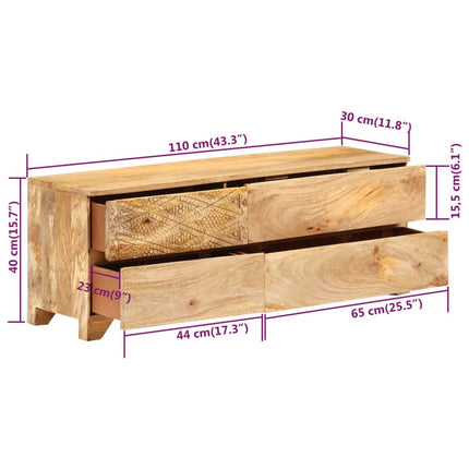 Meuble Tv Bois De Manguier Solide 110X30X40 Cm