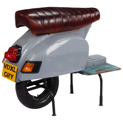 Chaise De Bar Scooter Cuir Véritable Et Bois Recyclé