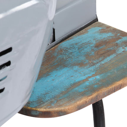 Chaise De Bar Scooter Cuir Véritable Et Bois Recyclé