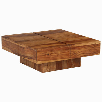 Table Basse Carrée Marron Bois Massif De Manguier