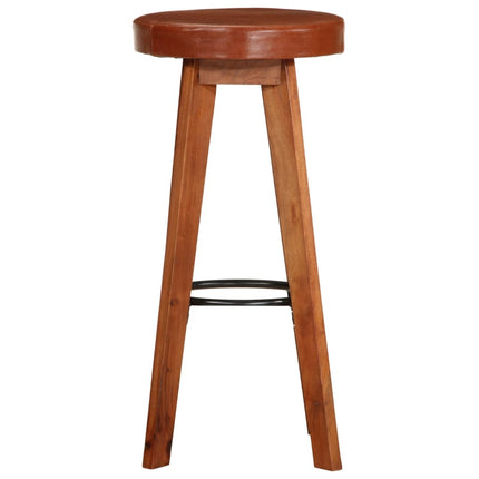 Chaises De Bar Lot De 2 Cuir Véritable Et Bois D'acacia Solide