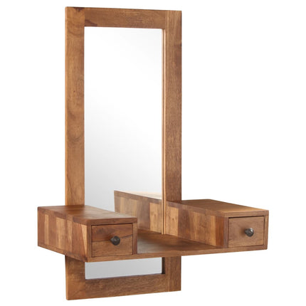 Miroir Cosmétique Avec 2 Tiroirs Bois Solide De Sesham