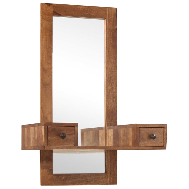 Miroir Cosmétique Avec 2 Tiroirs Bois Solide De Sesham