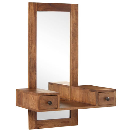 Miroir Cosmétique Avec 2 Tiroirs Bois Solide De Sesham