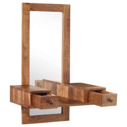 Miroir Cosmétique Avec 2 Tiroirs Bois Solide De Sesham