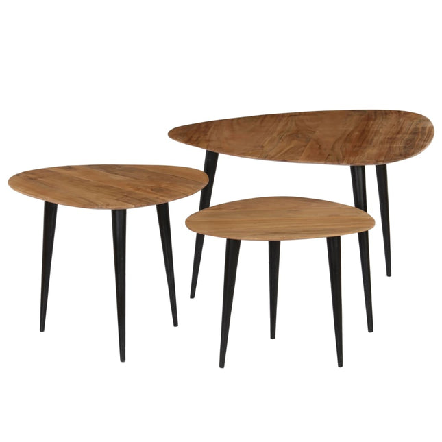 Tables Basses 3 Pcs Bois D'acacia Massif