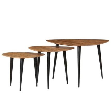 Tables Basses 3 Pcs Bois D'acacia Massif