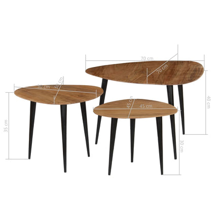 Tables Basses 3 Pcs Bois D'acacia Massif
