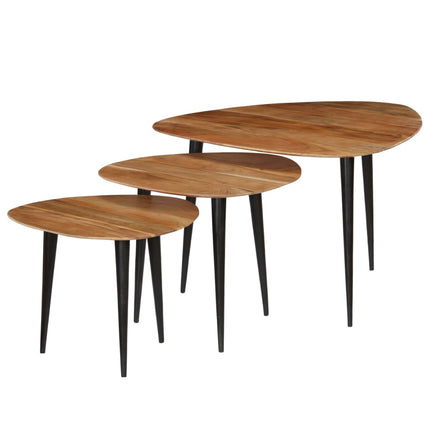 Tables Basses 3 Pcs Bois D'acacia Massif