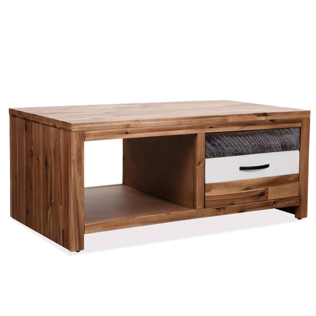 Table Basse Bois D'acacia Massif 90X50X37,5 Cm