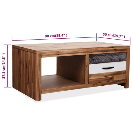 Table Basse Bois D'acacia Massif 90X50X37,5 Cm