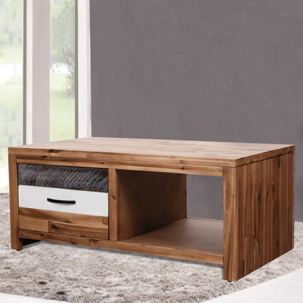 Table Basse Bois D'acacia Massif 90X50X37,5 Cm