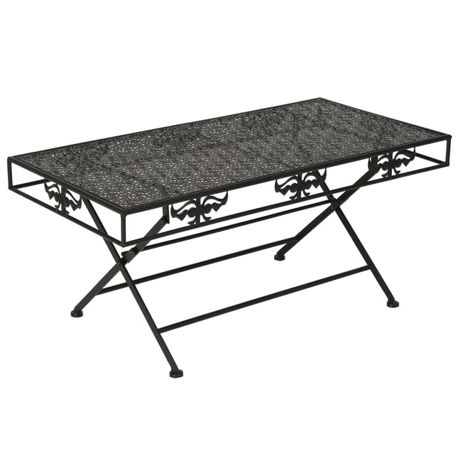 Table Basse Pliante Style Vintage Métal 100X50X45 Cm Noir