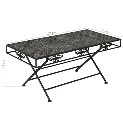 Table Basse Pliante Style Vintage Métal 100X50X45 Cm Noir