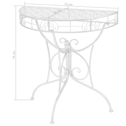 Table D'appoint Vintage Demi-Ronde Métal 72X36X74 Cm É