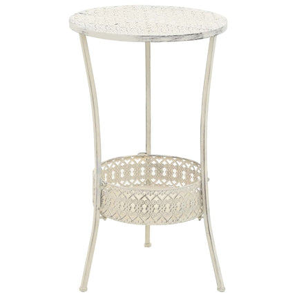 Table De Bistro Style Vintage Ronde Métal 40X70 Cm Blanc