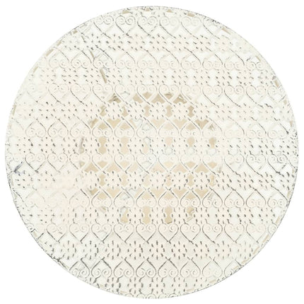 Table De Bistro Style Vintage Ronde Métal 40X70 Cm Blanc