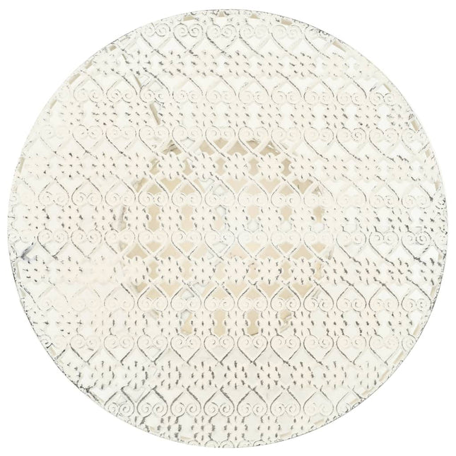 Table De Bistro Style Vintage Ronde Métal 40X70 Cm Blanc