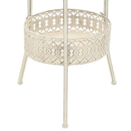 Table De Bistro Style Vintage Ronde Métal 40X70 Cm Blanc