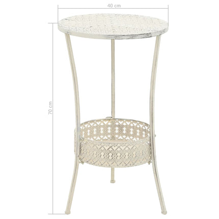 Table De Bistro Style Vintage Ronde Métal 40X70 Cm Blanc