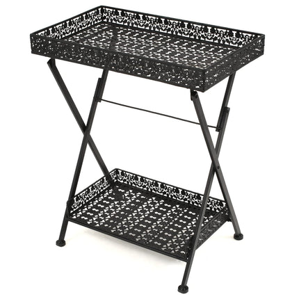 Table À Thé Pliante Style Vintage Métal 58 X 35 X 72 Cm Noir