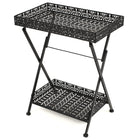 Table À Thé Pliante Style Vintage Métal 58 X 35 X 72 Cm Noir