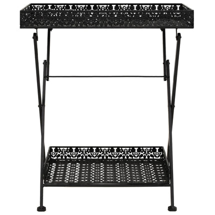Table À Thé Pliante Style Vintage Métal 58 X 35 X 72 Cm Noir