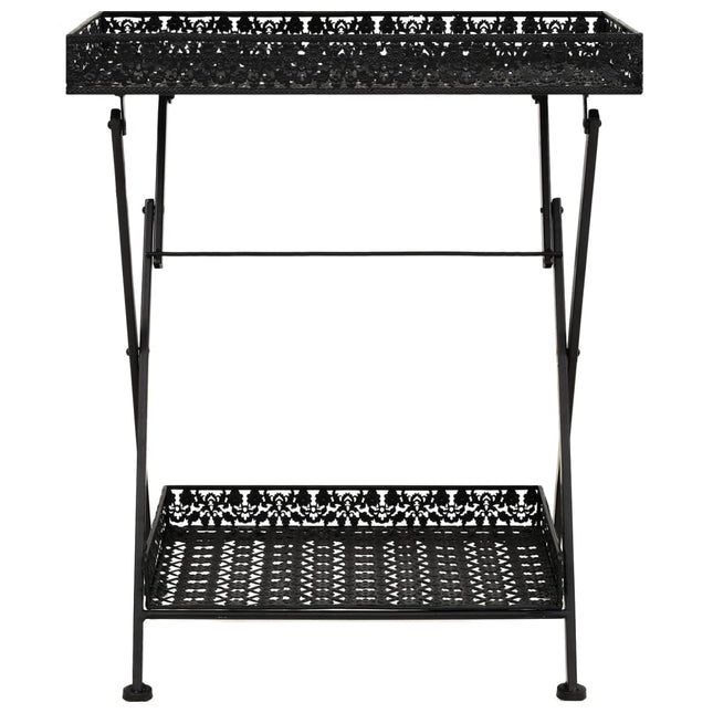 Table À Thé Pliante Style Vintage Métal 58 X 35 X 72 Cm Noir
