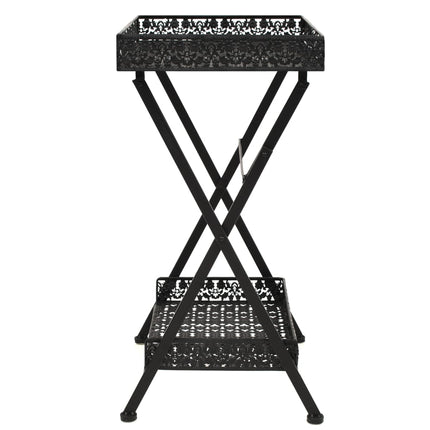 Table À Thé Pliante Style Vintage Métal 58 X 35 X 72 Cm Noir
