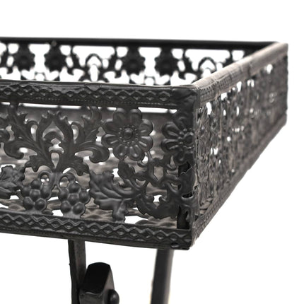 Table À Thé Pliante Style Vintage Métal 58 X 35 X 72 Cm Noir
