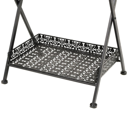 Table À Thé Pliante Style Vintage Métal 58 X 35 X 72 Cm Noir